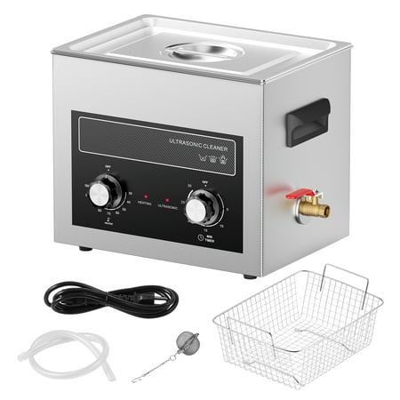 KFFKFF 10L Digital Ultrasonic Cleaning Device with Heating, Timing Functions & Basket, 240W Sonic Cleaner for Laboratory Instruments, Metal Components, Carburetors, Brass Items, Automotive & Engine
