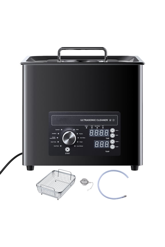 10L Ultrasonic Cleaning Machine with Adjustable Knob Control, Stainless Steel Cleaner with Basket and Cleaning Ball, Ideal for Watches, Jewelry, Razors, Coins, and Other Items