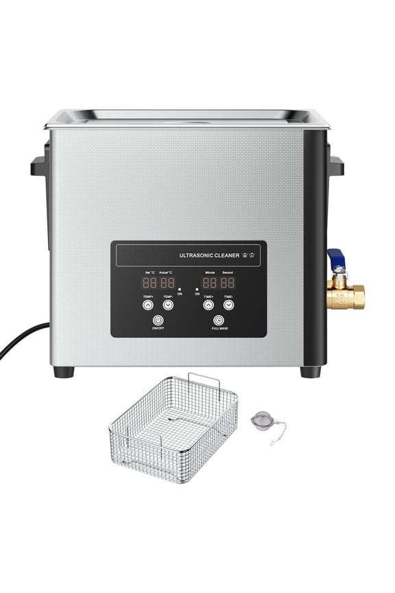 10L Ultrasonic Cleaning Machine with Digital Display, Stainless Steel 40kHz Cleaner for Jewelry, Watches, Razors, Coins, and More, Includes Cleaning Basket