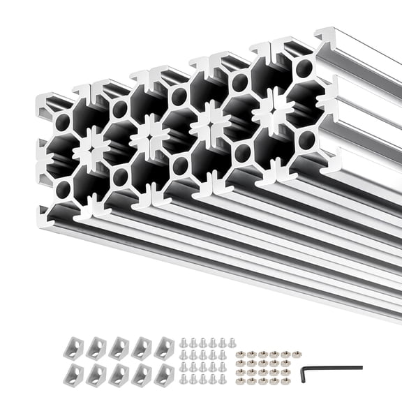 KFFKFF 10PCS 2020 Aluminum Extrusion Profile, 39.37 Inch 1000 mm, T Slot European Standard Anodized Linear Rail, Durable Extruded Aluminum Rail for 3D Printer Components and CNC DIY Workbench, Silver