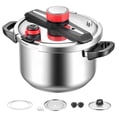 thumbnail image 1 of KFFKFF 10Qt Stainless Steel Pressure Cooker with Steaming Rack, Tempered Glass Lid, and Adjustable Pressure Settings for Cooking Meat, Beans, Rice, Soup, and Sauces, Supports up to 100 kPa, 1 of 9