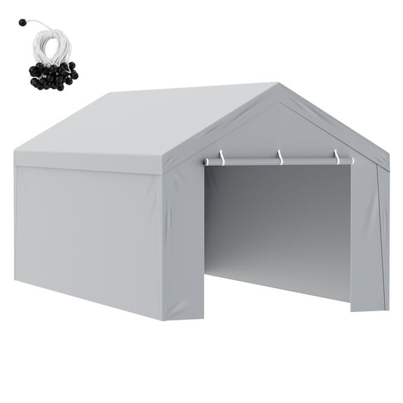 KFFKFF 10x20ft Replacement Carport Canopy Tent Top + Side Walls Gray