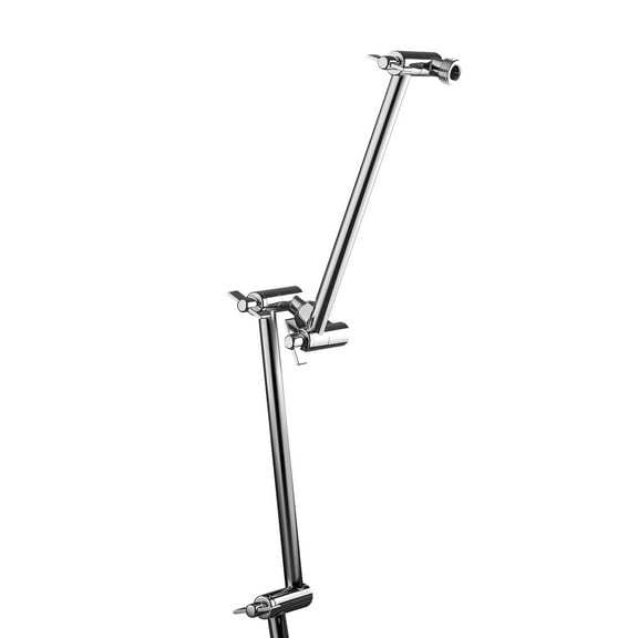 KFFKFF 11-Inch Shower Head Extension Arm, Brass Construction with Adjustable Height and Angle, Chrome Finish, Universal G1/2 Thread Connector for Rain and Handheld Showerheads