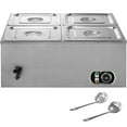 thumbnail image 1 of KFFKFF 110V Commercial Food Warmer 4x1/4GN, 4-Pan Stainless Steel Bain Marie 24 Qt Capacity,1500W Steam Table 15cm/6inch Deep,Temp. Control 86-185?? Electric Soup Warmer with Lids & 2 Ladles, 1 of 9