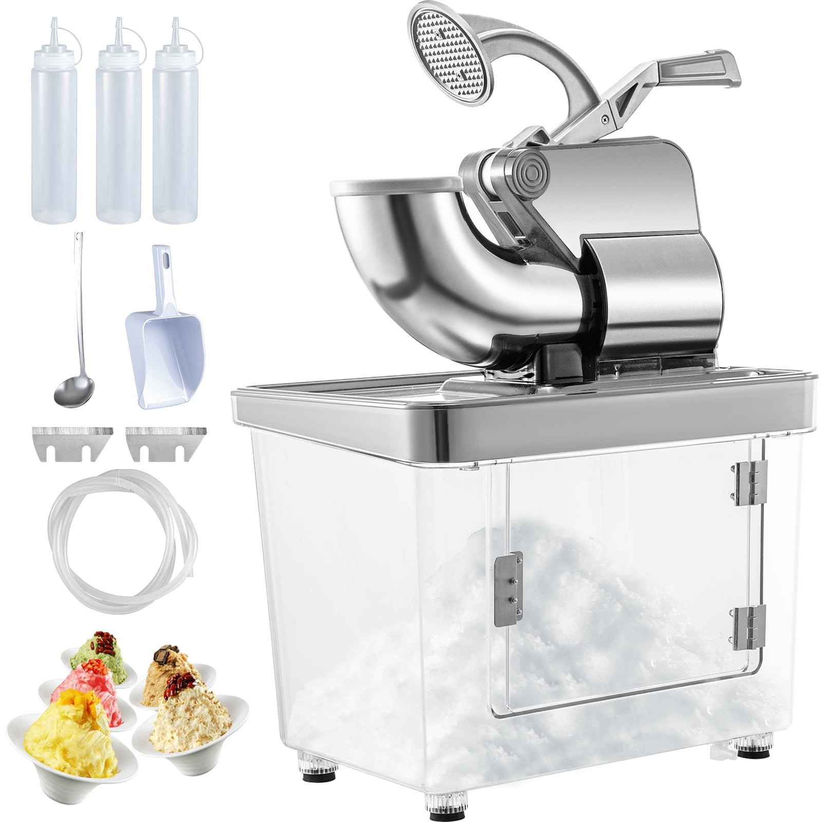 KFFKFF 110V Commercial Ice Crusher 440LBS/H, 300W Electric Snow Cone ...