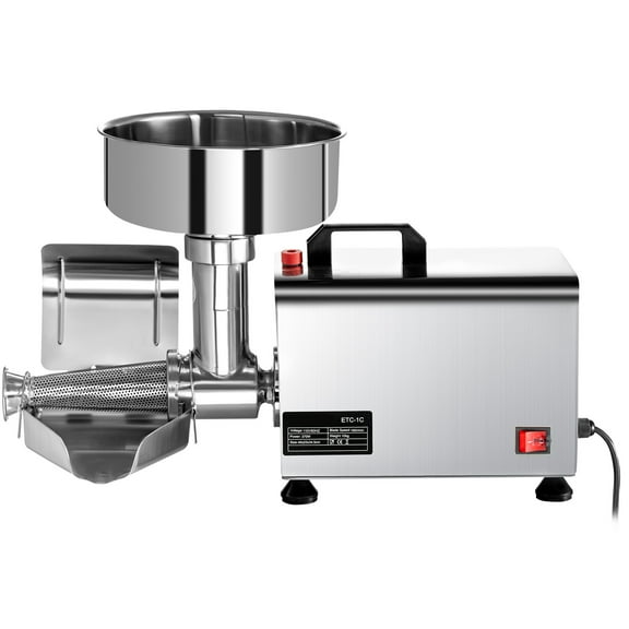 KFFKFF 110V Electric Tomato Strainer, 370W, Commercial-Grade, Stainless Steel, with Pure Copper Motor, 90-160 Kg/H, for Sauce Making and Food Straining