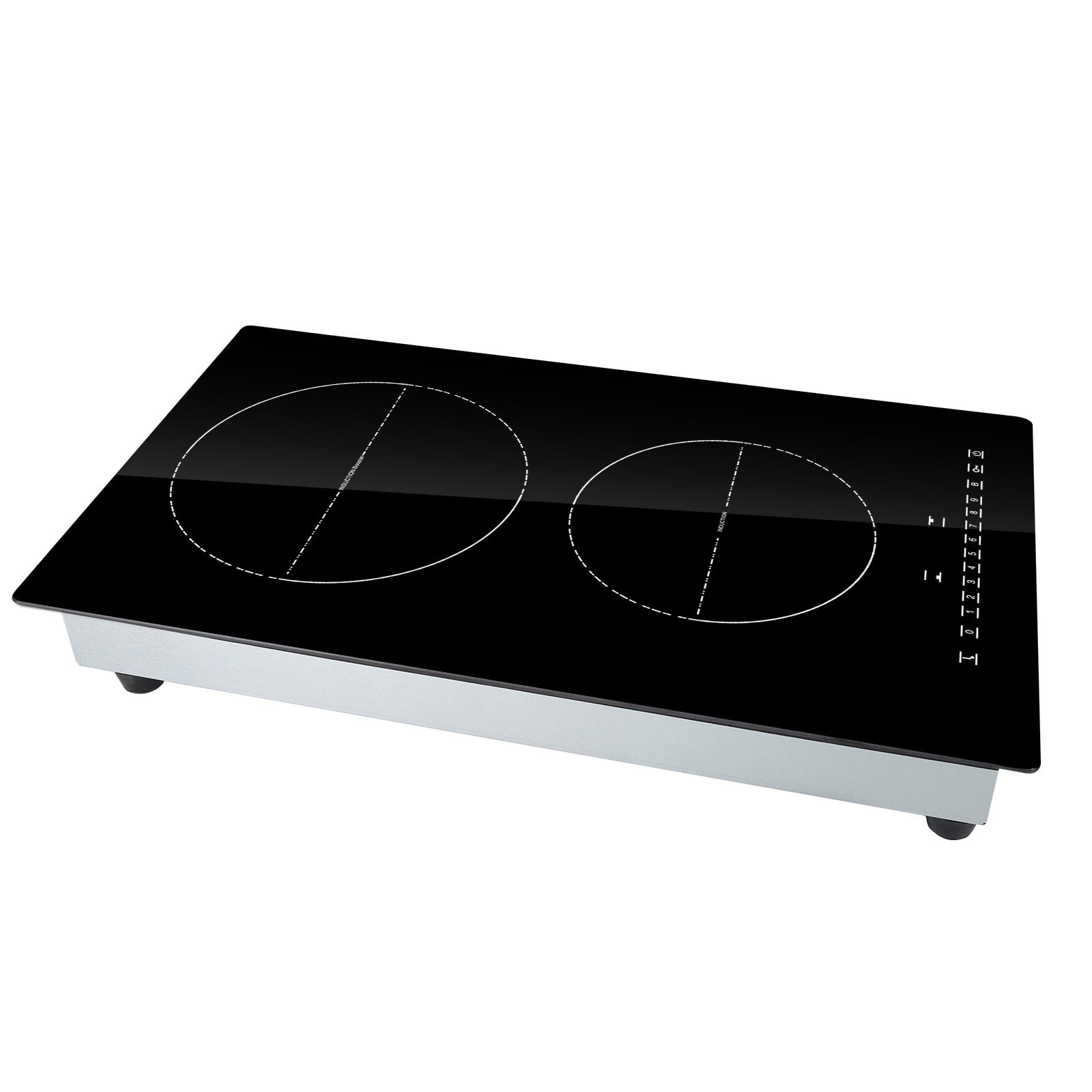 SKYSHALO 12'' Built-in Induction Electric Stove Top ,2 Burners Multifunctional Burner Electric Cooktop,9 Heating Level & Sensor Touch Control, Easy to Clean Ceramic Glass Surface