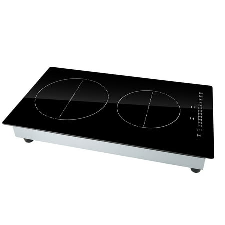 SKYSHALO 12'' Built-in Induction Electric Stove Top ,2 Burners Multifunctional Burner Electric Cooktop,9 Heating Level & Sensor Touch Control, Easy to Clean Ceramic Glass Surface