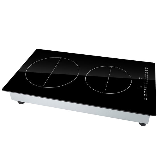 SKYSHALO 12'' Built-in Induction Electric Stove Top ,2 Burners Multifunctional Burner Electric Cooktop,9 Heating Level & Sensor Touch Control, Easy to Clean Ceramic Glass Surface