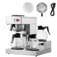thumbnail image 1 of KFFKFF 12-Cup Industrial Coffee Brewer, Coffee Brewing Device with Trio of Glass Jugs and Warming Trays, Stainless Steel Manual Water Input Coffee Maker, Ideal for Cafes, Offices, and Eateries, 1 of 9
