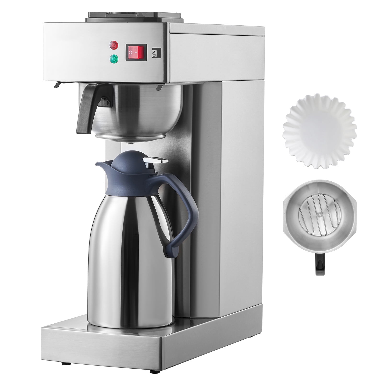 KFFKFF 12-Cup Industrial Coffee Brewer, Coffee Making Device with Insulated Jug for Temperature Retention, Stainless Steel Manual Coffee Maker for Eateries, Workplaces, Coffee Shops