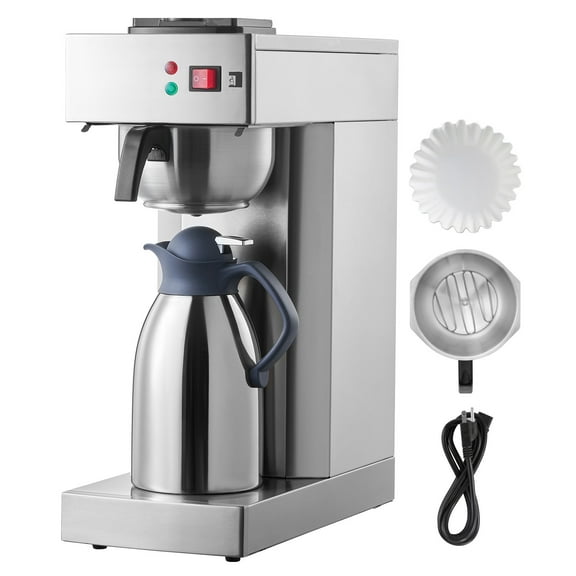 KFFKFF 12 Cups Business Grade Filter Coffee Machine, Coffee Making Device with Insulated Jug for Temperature Maintenance, Stainless Steel Manual Coffee Producer for Eatery, Workspace, Coffee Shop