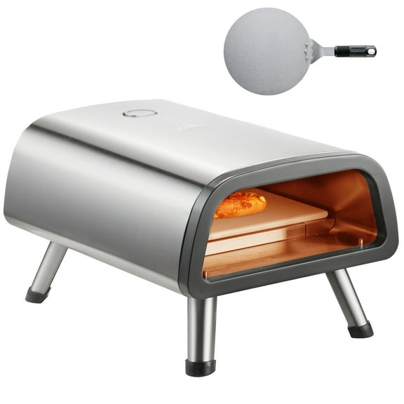 KFFKFF 12" Electric Pizza Oven for Countertop, Fabricated from Stainless Steel, Comes with Pizza Stone and Spatula, Can Heat up to 850F, Versatile Indoor & Outdoor Pizza Cooking Device