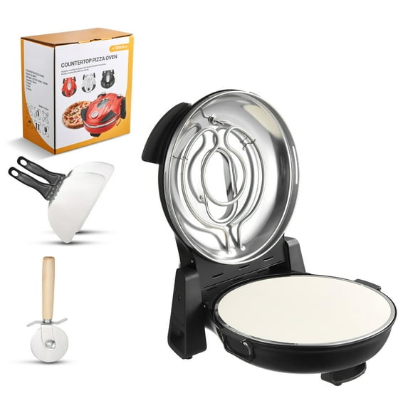 KFFKFF 12-Inch Electric Pizza Oven, 1200W Pizza Cooker with Cordierite Stone, Adjustable 5-Mode Temperature Control, Viewing Window for Accurate Cooking, Reaches Temperatures up to 788°F