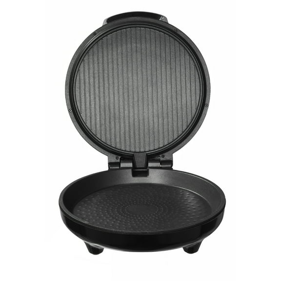 KFFKFF 12-Inch Electric Pizza Oven, 1200W Pizza Maker with Non-Stick Surface, 180 Open Design for Dual-Sided Baking, Heats Up to 410F, Versatile Cooker for Pizza and Grilling