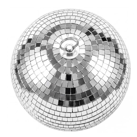 KFFKFF 12-Inch Silver Reflective Mirror Ball with Hanging Ring for Party, Home Decoration, Stage Props, DJ Dance Club, Two Tile Sizes, Light Reflection, Ideal for Weddings, Music Events,and Birthdays