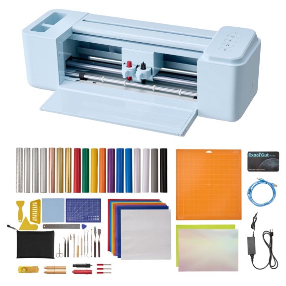 KFFKFF 12-Inch Vinyl Cutting Machine with Button Controls, Includes Materials and Tool Kit, Over 5000 Design Resources, Compatible with Mac, Windows, Android, and iOS for Personalized Card Creation