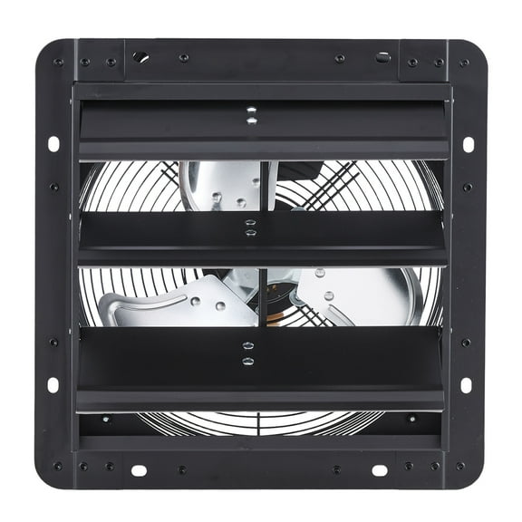 KFFKFF 12-Inch Wall-Mounted Shutter Exhaust Fan with Adjustable Speed Controller, 1100 CFM, Durable Steel Construction, Quiet Operation for Ventilation in Sheds, Garages, and Greenhouses, Black