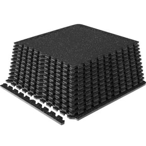 KFFKFF 12 Pieces 1/2 Inch Thick Gym Floor Mats, 24" x 24" EVA Foam and Rubber Surface Interlocking Gym Floor Mats, Waterproof Puzzle Flooring, Covers 48 Sq Ft