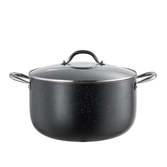 KFFKFF 12-Quart Aluminum Stock Pot with Nonstick Ceramic Coating and Glass Lid, Free from PFOA and PFAS, Suitable for Gas, Induction, and Electric Stoves, Ideal for Cooking Soups, Stews, and Pasta