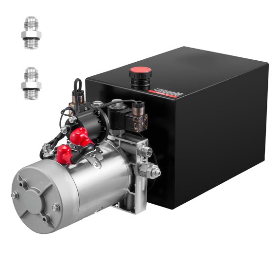 KFFKFF 12 Quart Hydraulic Power Unit, Double Acting Pump for Dump Trailers, 3200 PSI Maximum Pressure & 0.91 GPM Flow Rate, DC 12V Hydraulic Pump with Durable Metal Reservoir for Trailer