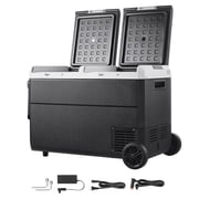 KFFKFF 12 Volt Portable Car Refrigerator, 100.4QT/95L Dual Zone Electric Cooler with Wheels and Handle,4 68 , 12/24V DC and 100-240V AC Compressor Freezer for Camping, Travel, RV, and Outdoor Use