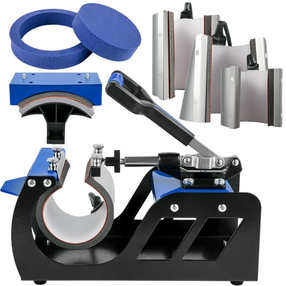 KFFKFF 12 x 15 Inch 8-in-1 Heat Press Machine with 360 Swing-Away Design, Dual-Tube Heating for DIY T-Shirts, Caps, and Mugs - Blue