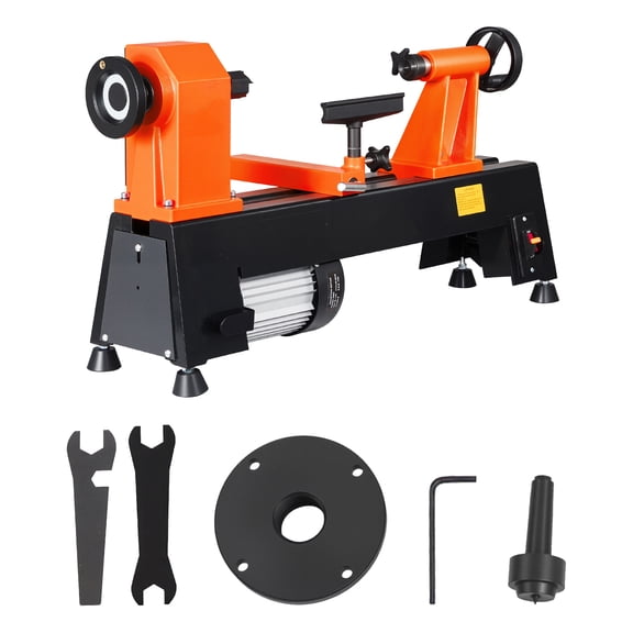 KFFKFF 12" x 18" Benchtop Wood Lathe Machine with 3/4 HP Motor, Adjustable Speeds (780 to 3840 RPM), Includes Tool Rest, Wrenches, and Faceplate for Woodworking and Woodturning Projects