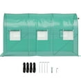 thumbnail image 1 of KFFKFF 12 x 7 x 7 ft Walk-in Tunnel Greenhouse, Portable Plant Shelter with Galvanized Steel Hoops, Top Beam, Diagonal Poles, Zippered Door & Roll-up Windows, Green, 1 of 9