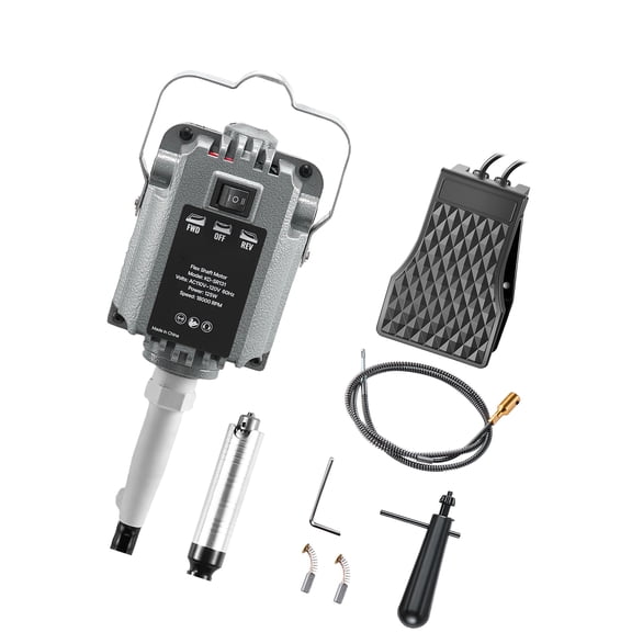 KFFKFF 125W Electric Flex Shaft Grinder with Foot Pedal Control, 18000RPM Rotary Tool for Carving, Buffing, Engraving, and Polishing, Featuring Forward-Reverse Rotation