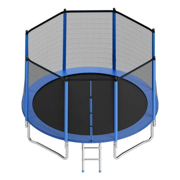 KFFKFF 12FT Outdoor Trampoline with Safety Enclosure, ASTM Certified, Durable Design, 400 lbs Weight Limit, Rust-Resistant Recreational Trampoline for Backyard Fun
