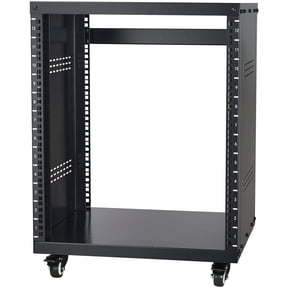 KFFKFF 12U Audio-Visual Rack Stand, Supports up to 500 lbs, Equipped with Secure Locking Wheels and Versatile Round & Square Mounting Holes, Featuring Unique Ventilation for 19" AV, Music & IT Gear