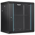 thumbnail image 1 of KFFKFF 12U Wall-Attached Server Network Cabinet, 15.5'' in Depth, Safe Rack Housing, Can Hold up to 200 lbs, Lockable Glass Door & Sides, Perfect for IT & A/V Equipment, 1 of 9