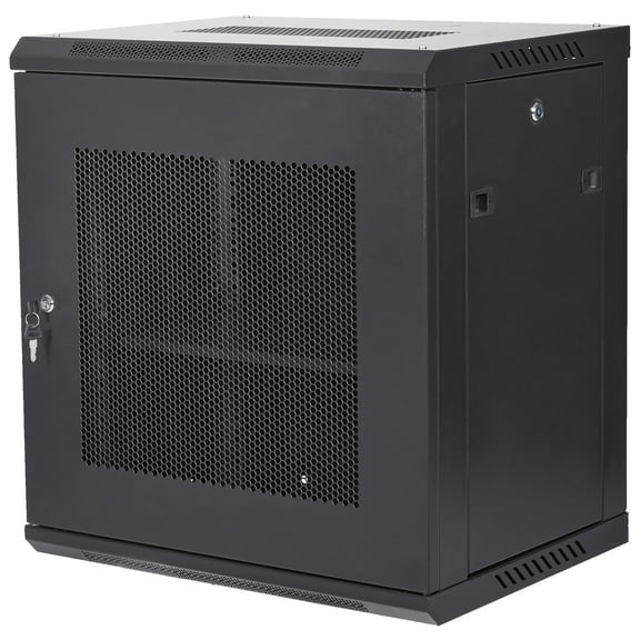KFFKFF 12U Wall-Mounted Server Cabinet, 15.5'' in Depth, Enclosure for Network Rack, Can Hold up to 200 lbs, Equipped with Secure Lock System, Perfect for IT Equipment, Audio/Video Parts