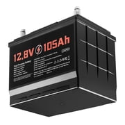 KFFKFF 12V 105Ah Dual Purpose LiFePO4 Lithium Battery, 1000 CCA Group 24, Lithium-ion Starter and Deep Cycle Battery with Smart BMS, Suitable for Cars, Trolling Motors, Marine, and RV Applications