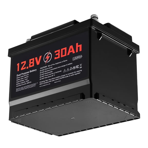 KFFKFF 12V 30Ah Dual Purpose LiFePO4 Lithium Battery, 600 CCA Group 47, Starter and Deep Cycle Battery with Smart BMS, Suitable for Cars, Trolling Motors, and Engine Starting