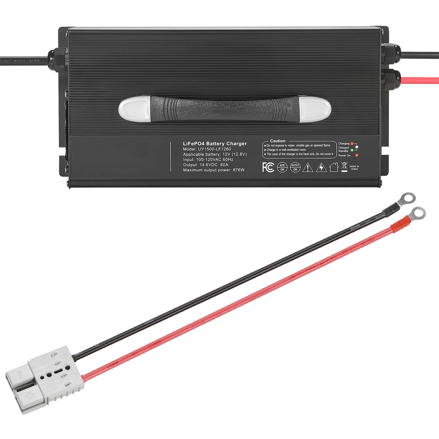 KFFKFF 12V 60A Lithium Battery Charger, 14.6V AC-DC LiFePO4 Smart ...