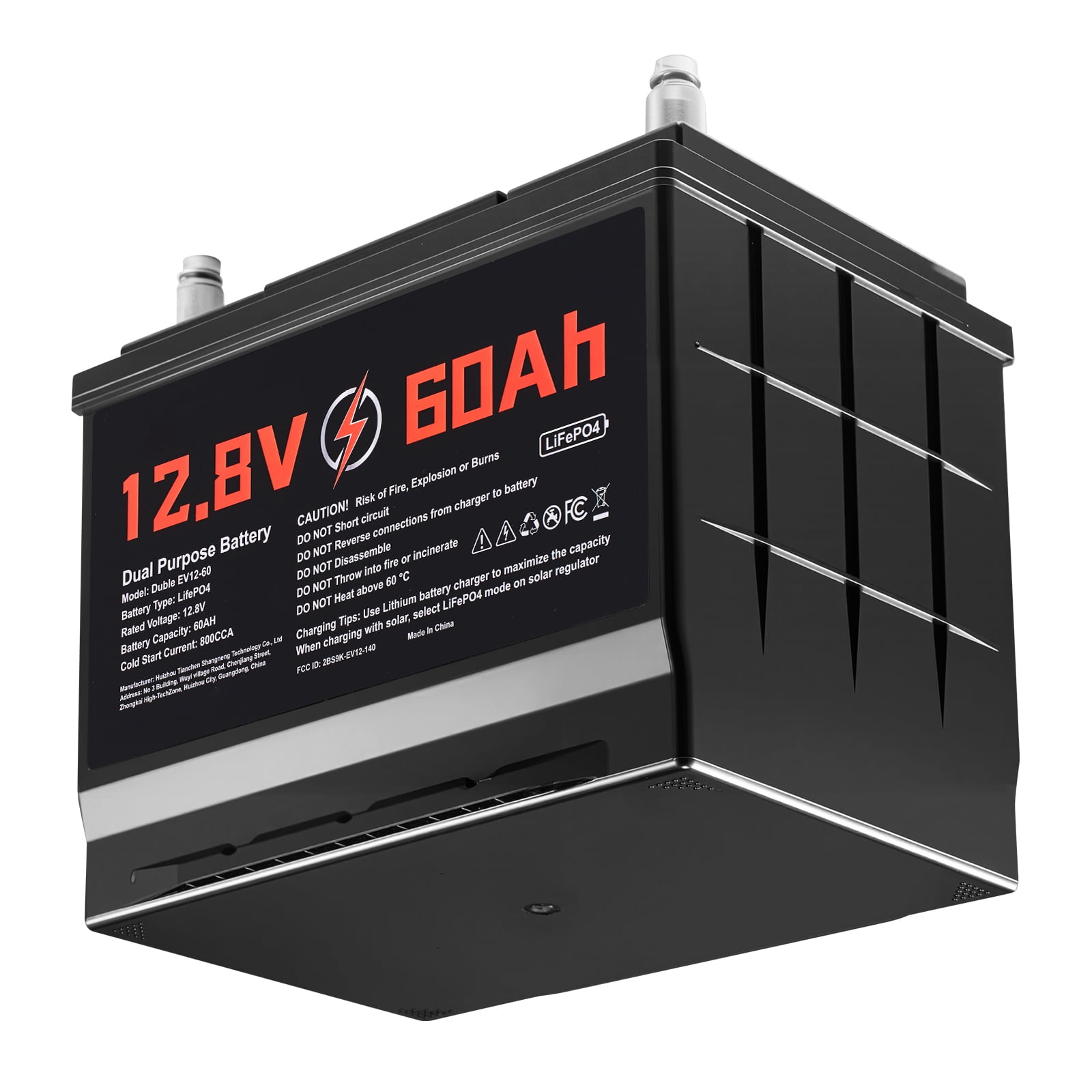 KFFKFF 12V 60Ah Dual Purpose LiFePO4 Lithium Battery, 800 CCA Group 24, Lithium-ion Starter and Deep Cycle Battery with Smart BMS, Suitable for Automotive, Trolling Motors, and Engine Starting