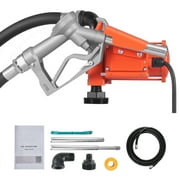 KFFKFF 12V DC Fuel Transfer Pump, 15 GPM, Cast Iron Diesel Pump Kit with Manual Nozzle, Hose, Overheat Protection, Power Cable, Explosion-Proof Design, Suitable for Gasoline, Diesel, Kerosene