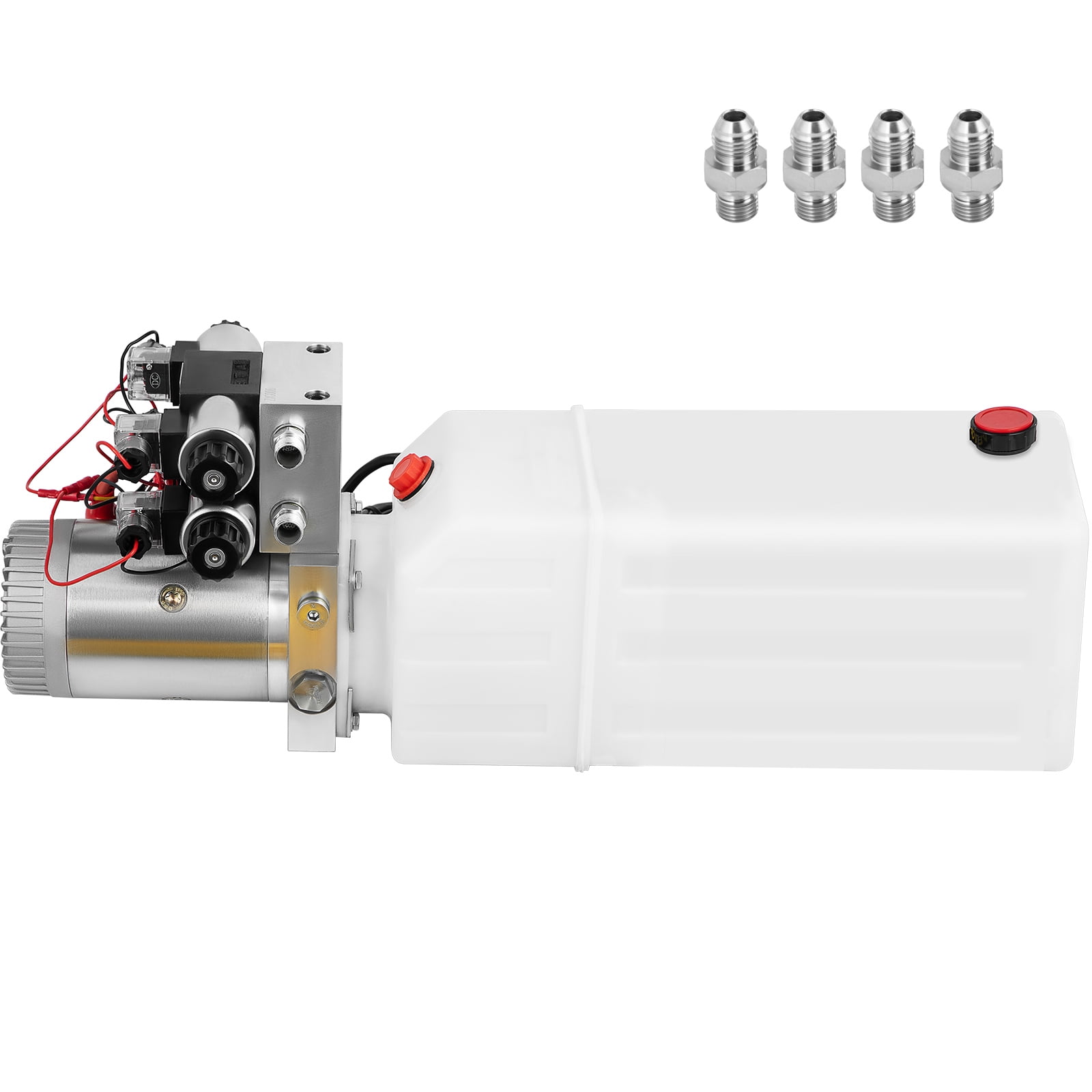 KFFKFF 12V DC Hydraulic Power Unit, Double Acting with Dual Solenoid, 8L Plastic Reservoir, Up to 200 Bar Pressure, Ideal for Vehicle Lifting