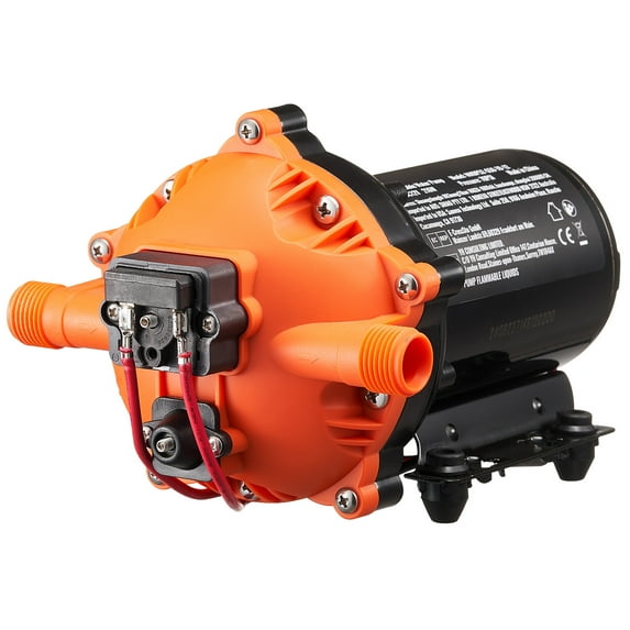 KFFKFF Water Diaphragm Pump, 12V DC, 5 GPM Flow, 5-chamber, 70 PSI Default (40-100 PSI Adjustable), 1/2'' MNPT Port, Self-Priming Water Pump with Pressure Switch for Irrigation, Car Washing, Marine