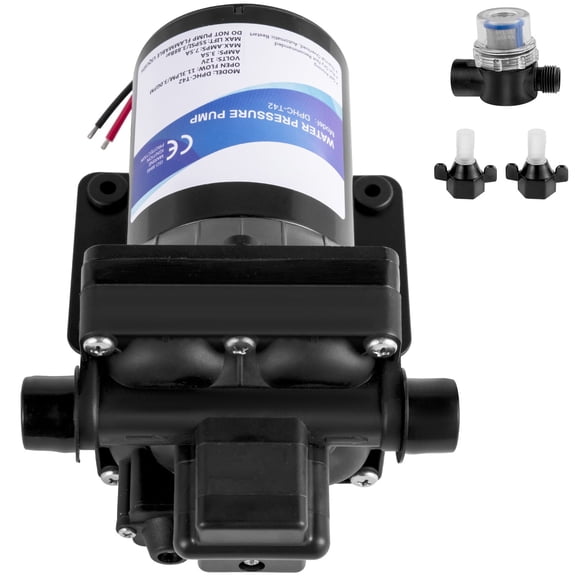 KFFKFF 12V Fresh Water Pump, Self-Priming Sprayer Pump with 3 GPM Flow, 55 PSI Pressure Switch, Detachable Strainer, Diaphragm Pump for RVs, Campers, Boats, and Lawns