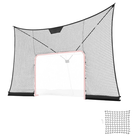 KFFKFF 12x7 ft Hockey Goal Backstop Net, Durable and Lightweight Training Equipment with Extended Coverage, Easy to Assemble and Portable,Suitable for Backyard Practice for Youth and Adults(NET ONLY)