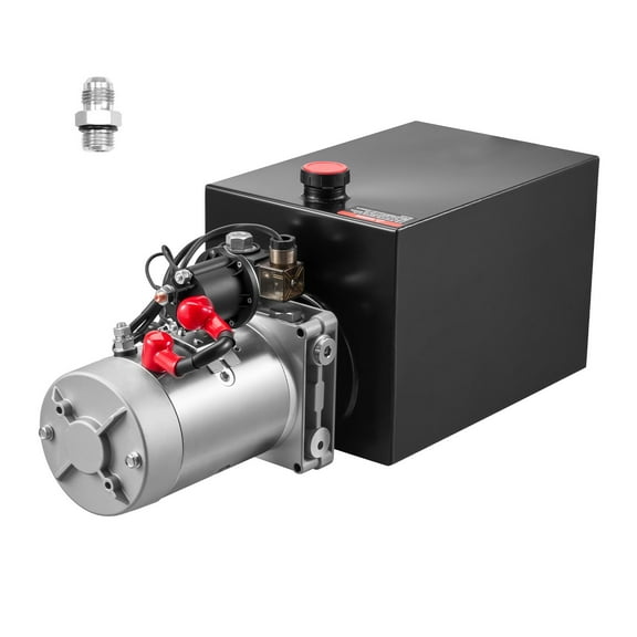 KFFKFF 13 Quart Hydraulic Power Unit, Single Acting Pump for Dump Trailers, 3200 PSI Max Pressure & 0.91 GPM Flow Rate, DC 12V Hydraulic Pump with Durable Metal Reservoir for Lifting Applications
