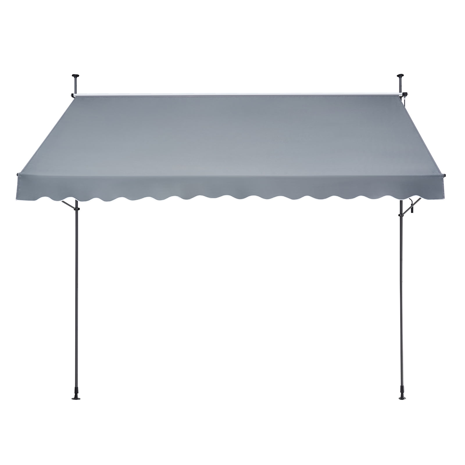 KFFKFF 138 x 47" Outdoor Retractable Awning, Manual Sunshade Canopy with Crank Handle, Height Adjustable 86 to 122 in, Ideal for Patio/Balcony/Yard, Dark Gray