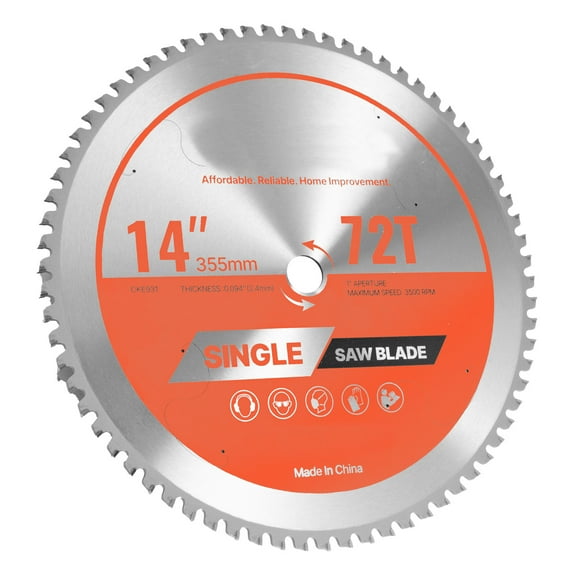 KFFKFF 14-Inch Circular Saw Blade, 72 Precision Alloy Teeth, 1-Inch Arbor, Smooth Finish, Metal Cutting Blade for Circular Saws, Features Noise-Reducing Heat Vents, Suitable for Steel and Aluminum