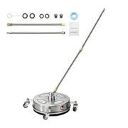 KFFKFF 14 Surface Cleaner for Pressure Washer, Stainless Steel Attachments with Quad Wheels, Maximum 4000 PSI, 1/4 Quick Connect, Dual Spray Nozzles, Pair of Extension Wands for Concrete, Patio,Deck