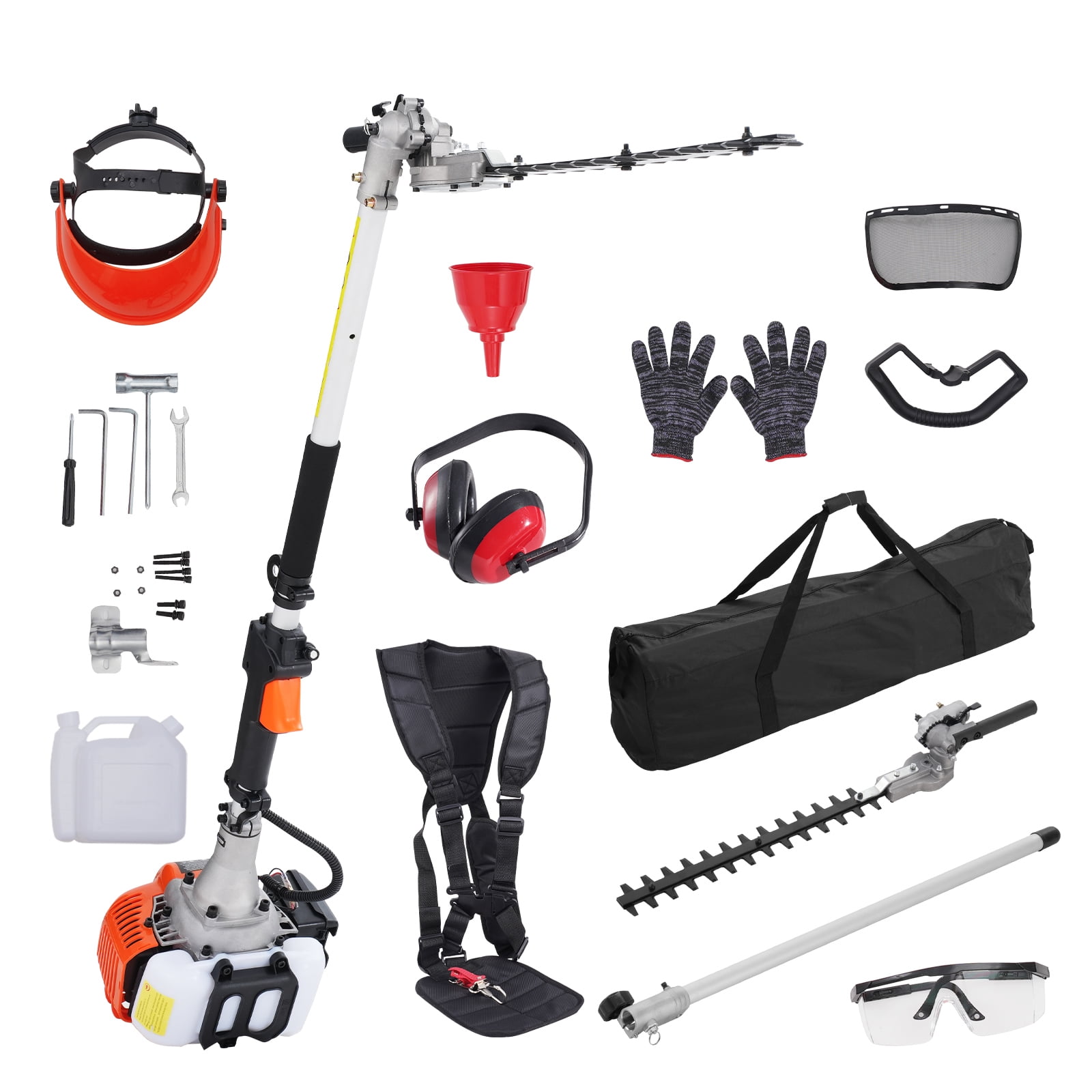 KFFKFF 26cc 2 Cycle Gas Hedge Trimmer, Grass Shear with Double Sided Blade, 270° Adjustable Cutter Head, Weed Eater for Pruning Shrubs, Bushes