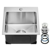 KFFKFF 15-Inch Kitchen Sink Workstation, 304 Stainless Steel Drop-In Single Bowl Basin with Accessories, Ideal for RVs, Prep Kitchens, Laundry Rooms, and Bars
