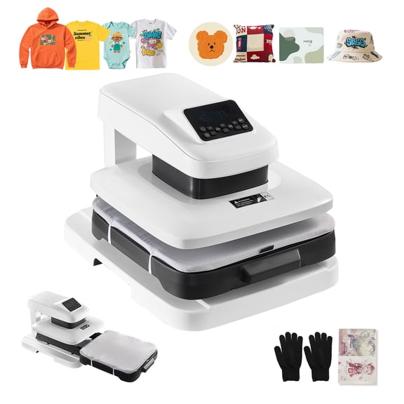 KFFKFF 15 x 15 Inch Automatic Heat Press Machine for T-Shirts, Adjustable Pressure, Digital Control, Quick and Uniform Heating, Ideal for Sublimation, Vinyl, and Heat Transfer Applications
